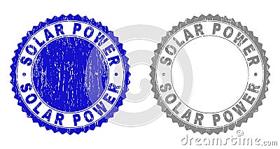 Grunge SOLAR POWER Textured Stamps Vector Illustration