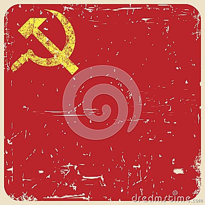 Grunge soviet background with hammer and sickle, Vector Illustration