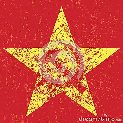 Grunge soviet star with hammer and sickle, Vector Illustration