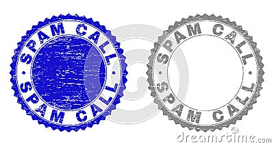 Grunge SPAM CALL Scratched Watermarks Vector Illustration