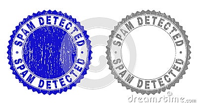 Grunge SPAM DETECTED Textured Stamp Seals Vector Illustration