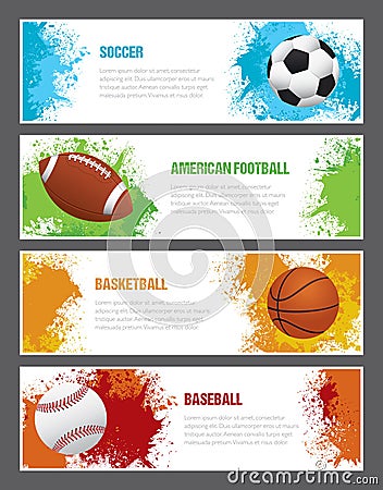 Grunge Sports Banners Vector Illustration