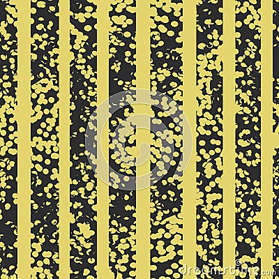 Grunge spotted black and yellow vector seamless pattern. Striped textured background. Vector Illustration