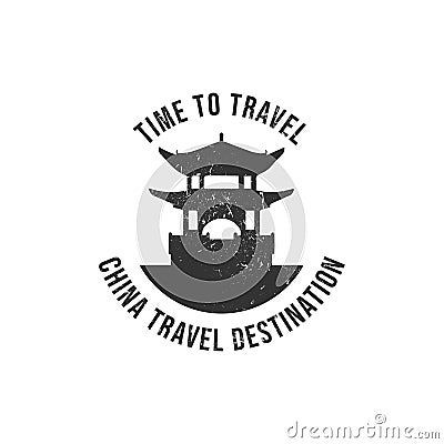 Grunge stamp china travel destination Vector Illustration