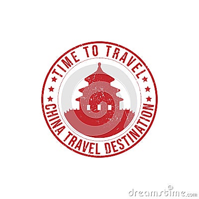 Grunge stamp china travel destination Vector Illustration