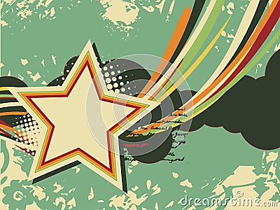 Grunge star retro art Vector Illustration