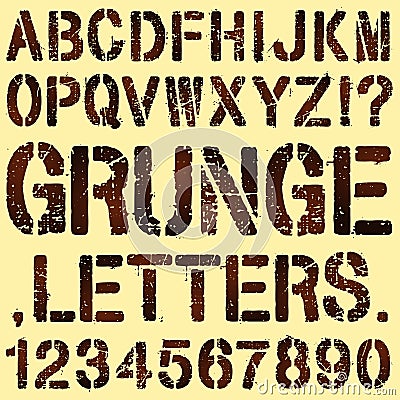 Grunge Stencil Letters Vector Illustration