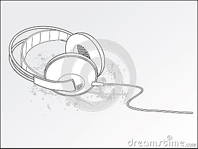 Grunge Stereo Headphones Vector Illustration