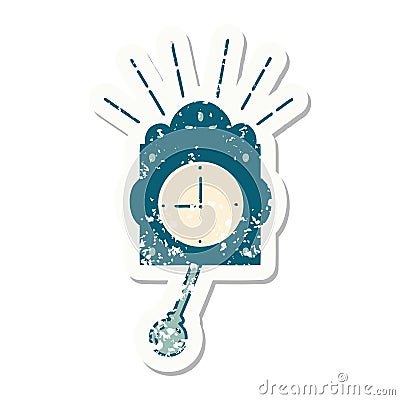 grunge sticker of tattoo style ticking clock Vector Illustration