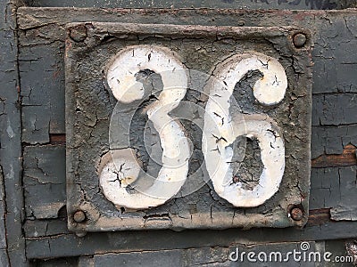 Grunge street sign with number 36 Stock Photo