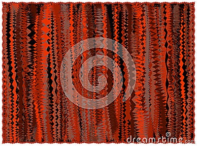 Grunge striped rug in orange,brown,black colors with fringe Vector Illustration