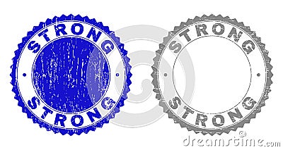 Grunge STRONG Textured Stamp Seals Vector Illustration