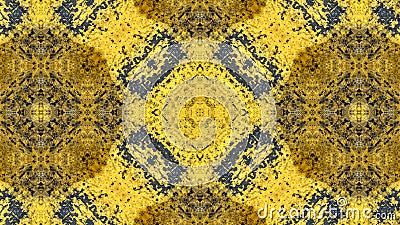 Grunge style design painted yellow with blue traces and traces of rust Stock Photo