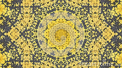 Grunge style design painted yellow with blue traces and traces of rust Stock Photo