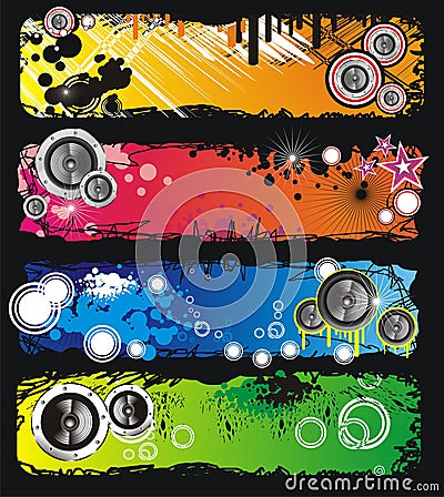 Grunge Style Music Banner Vector Illustration