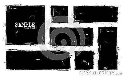 Grunge style set of square and rectangle shapes . Vector Vector Illustration