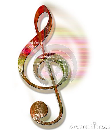 Grunge Style Textured Treble Clef Stock Photo