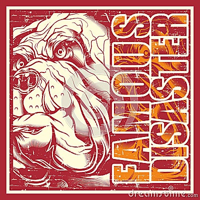 Grunge style vintage skull bulldog Vector Illustration