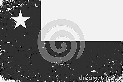 Grunge styled black and white flag Chile. Old vintage background Stock Photo