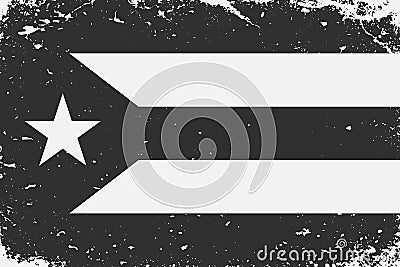 Grunge styled black and white flag Cuba. Old vintage background Stock Photo