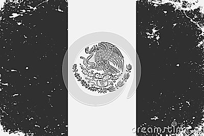 Grunge styled black and white flag Mexico. Old vintage background Stock Photo