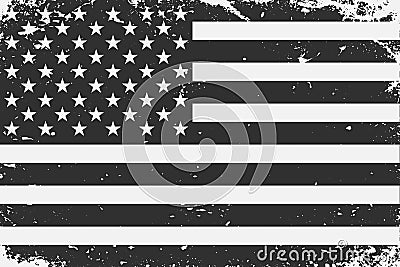 Grunge styled black and white United States flag. Old vintage background Stock Photo