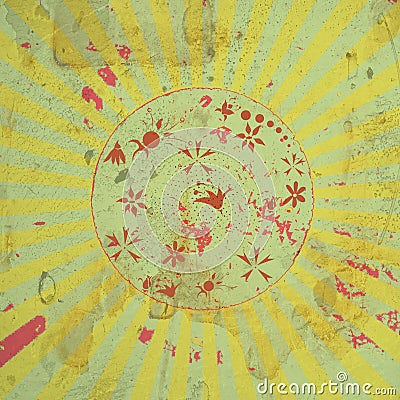 Grunge sunburst background yellow and green Stock Photo