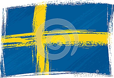 Grunge Sweden flag Vector Illustration