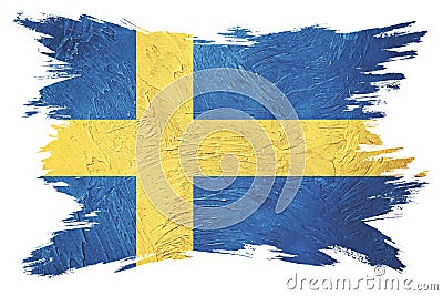 Grunge Sweden flag. Sweden flag with grunge texture. Brush stroke Stock Photo