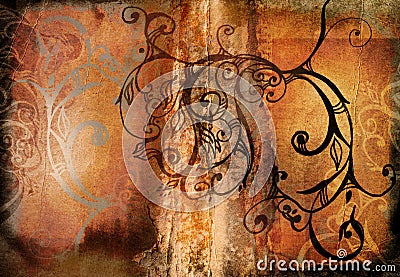 Grunge swirls book spread Stock Photo