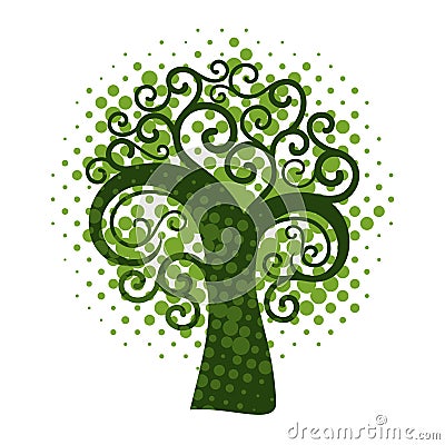 Grunge swirly tree Vector Illustration