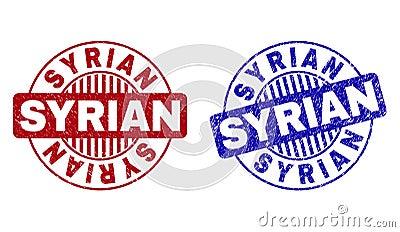 Grunge SYRIAN Scratched Round Stamp Seals Vector Illustration
