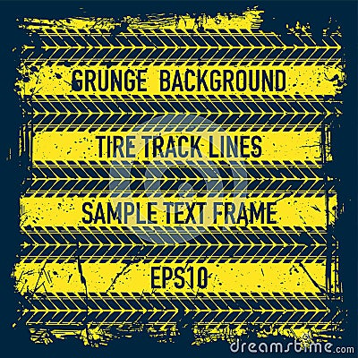 Grunge text tire track background Vector Illustration