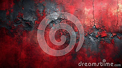 Grunge texture effect background. Distressed rough dark abstract textured. Black isolated on red. Stock Photo