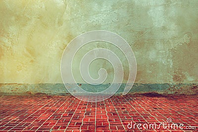 Grunge texture of old wall and dirty floor tile background Stock Photo