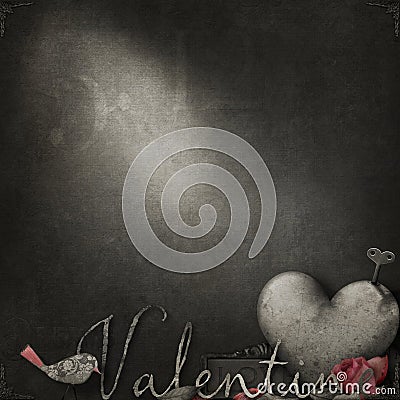 Grunge texture in sepia with romantic themed elements for Valentine Stock Photo