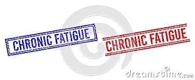 Grunge Textured CHRONIC FATIGUE Stamp Seals with Double Lines Vector Illustration