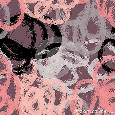 Grunge textured colorful doodled circles Stock Photo