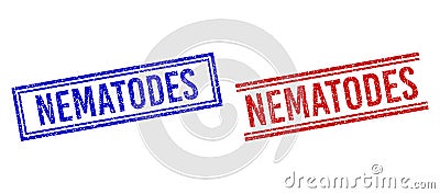 Grunge Textured NEMATODES Seal with Double Lines Vector Illustration