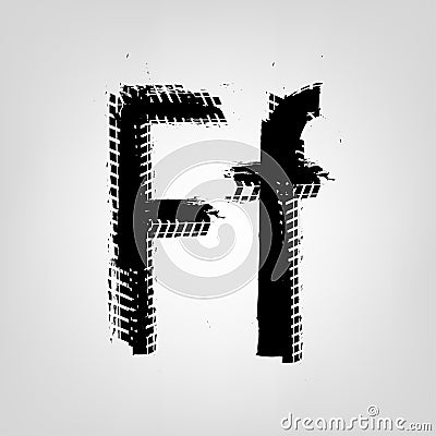 Grunge Tire Letter Vector Illustration