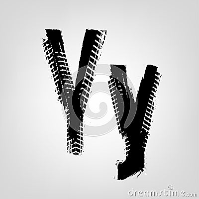 Grunge Tire Letter Vector Illustration