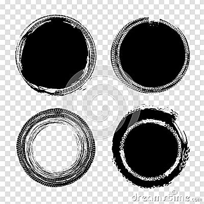 Grunge Tire Set Vector Illustration