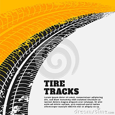 Grunge tire track print marks backgroun Vector Illustration