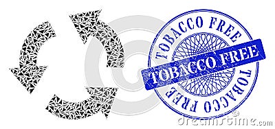 Grunge Tobacco Free Stamp Seal and Triangle Recycle Mosaic Stock Photo