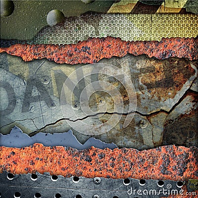 Grunge torn metal plate Stock Photo