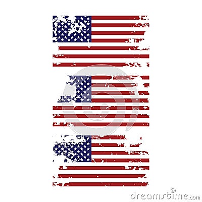 Grunge torn united states of america american flag icon design element for 4th of july independence day set Vector Illustration