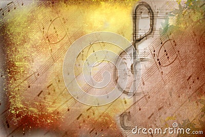Grunge treble clef musical poster Stock Photo