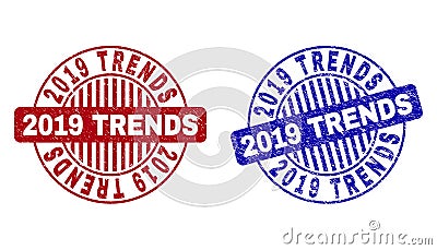 Grunge 2019 TRENDS Textured Round Watermarks Vector Illustration