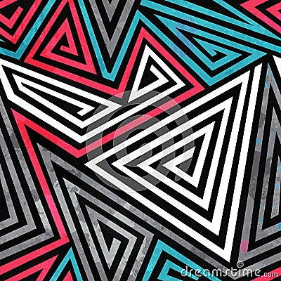 Grunge triangle spirals seamless pattern Vector Illustration