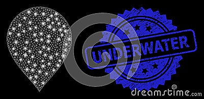 Grunge Underwater Seal and Glossy Net Map Pointer Vector Illustration